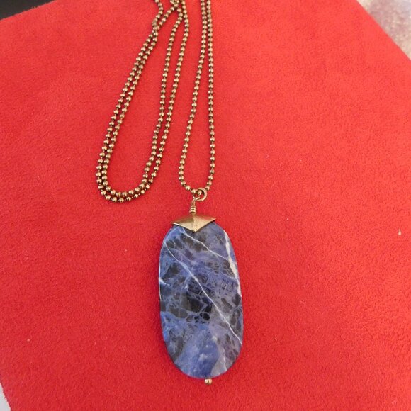 Ladies Pilgrim Blue Marble Stone Necklace - Picture 1 of 4